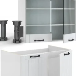 Fame-Line kök, 240 cm, PT antracit, Country vit/vit, Vicco