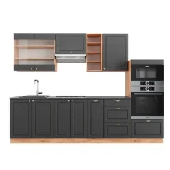 Fame-Line kök, 280 cm, PT Antracit, Country Antracit/Golden Oak, Vicco