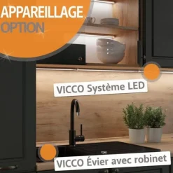 Fame-Line kök, 240 cm, PT Marmor, Gyllene/vit ek, Vicco