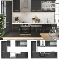 Fame-Line kök, 300 cm utan bänkskiva, antracit, Vicco