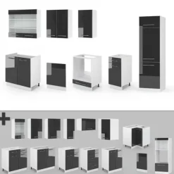 Fame-Line kök, 300 cm utan bänkskiva, antracit, Vicco