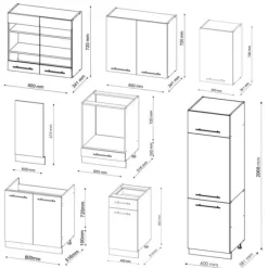 Fame-Line kök, 300 cm utan bänkskiva, Bordeaux högblank/antracit, Vicco