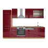 Fame-Line kök, 300 cm utan bänkskiva, blank vinröd/guld ek, Vicco