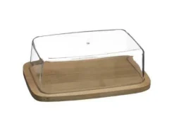 5fem smörskålar på bambubotten, smörbehållare