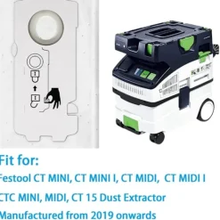 Dammsugartillbehör-Festool Dammsugarpåsar (10-pack) Kompatibla med CT MINI / CT MIDI / CT 15