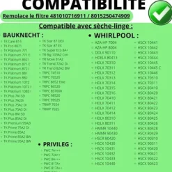 Torktumlare-Filter - Whirlpool - 481010716911 - Pack of 2 - Compatible with Tumble Dryer - Black