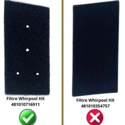 Torktumlare-Filter - Whirlpool - 481010716911 - Pack of 2 - Compatible with Tumble Dryer - Black