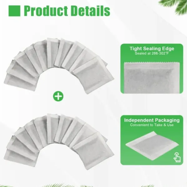 Filterpåsar med aktivt kol 20-pack, för luft- och vattendestillator/renare, avlägsnar klor, kolloider och tungmetaller, vit