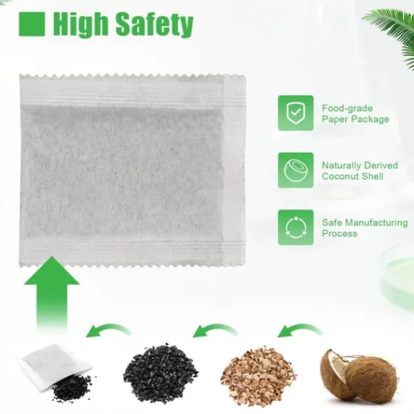 Filterpåsar med aktivt kol 20-pack, för luft- och vattendestillator/renare, avlägsnar klor, kolloider och tungmetaller, vit