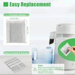 Filterpåsar med aktivt kol 20-pack, för luft- och vattendestillator/renare, avlägsnar klor, kolloider och tungmetaller, vit