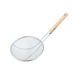 Finmaskigt sil Mångsidigt trähandtag i rostfritt stål Robust oljeskimmersked för hemköket