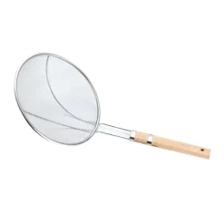 Finmaskigt sil Mångsidigt trähandtag i rostfritt stål Robust oljeskimmersked för hemköket