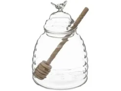 Honungsburkar-5five Glasburk för förvaring av honung, stor köksbehållare + specialsked - höjd 14 cm, SECRET de GOURMET