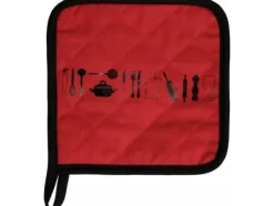 Grytlappar & Grillvantar-5five Hotware-underlägg, 18 x 18 cm, bomull, röd och svart