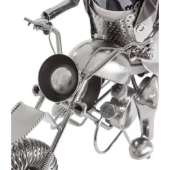 Vinflaskhållare-Flaskhållare - HENRY BRUBAKER - Motorcyklist - Skulptur i Metall - Presentidé - 38cm x 45cm x 16cm