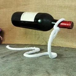 Vinflaskhållare-Flaskhållare - Magisk - Rep - Handgjord - Modern - Vit tråd