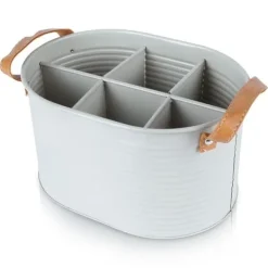 Flasklåda - Home Styling Collection - Metallisk - Ljusgrå - 6 flaskor