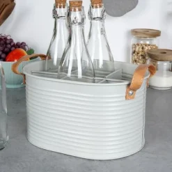 Flasklåda - Home Styling Collection - Metallisk - Ljusgrå - 6 flaskor