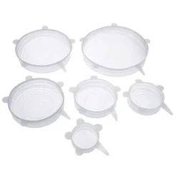 Skållock-färg 6st vit 6 universella silikonlock för mikrovågsugn, utdragbara, tillbehör