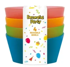 Tallrikar & Bordsserviser-Färgad halvtransparent plast djup tallrik, 4-pack