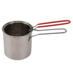 Fritöspanna i rostfritt stål Högtemperaturbeständig oljebesparande Bärbar minimetallfritöspanna med långt handtag 4-delat set