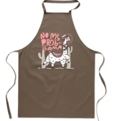 Förkläden-FÖRKLÄDE MED TRYCK roligt kök INGET MITT PROBLEM LAMA till grillpresent