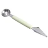 Fruit Ball Digger Dubbelhuvud Rostfritt stål Fruktgrävarsked Dubbelsidig frukt Melon Ballersked Vattenmelon Digger Glasssked Nordic Green