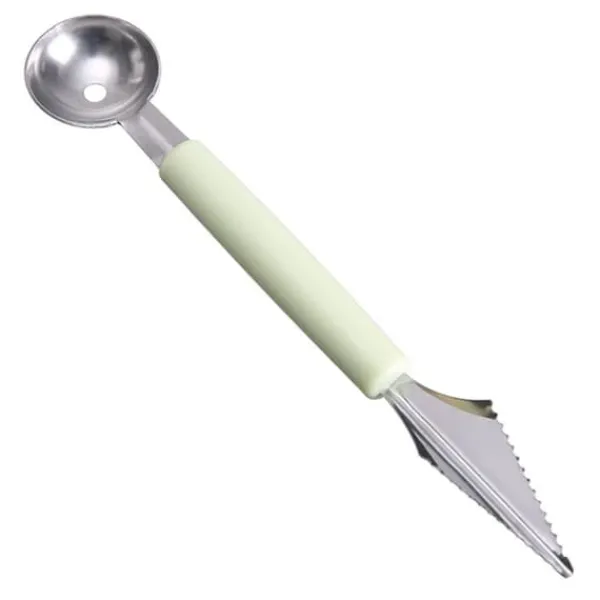 Fruit Ball Digger Dubbelhuvud Rostfritt stål Fruktgrävarsked Dubbelsidig frukt Melon Ballersked Vattenmelon Digger Glasssked Nordic Green