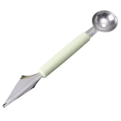 Fruit Ball Digger Dubbelhuvud Rostfritt stål Fruktgrävarsked Dubbelsidig frukt Melon Ballersked Vattenmelon Digger Glasssked Nordic Green