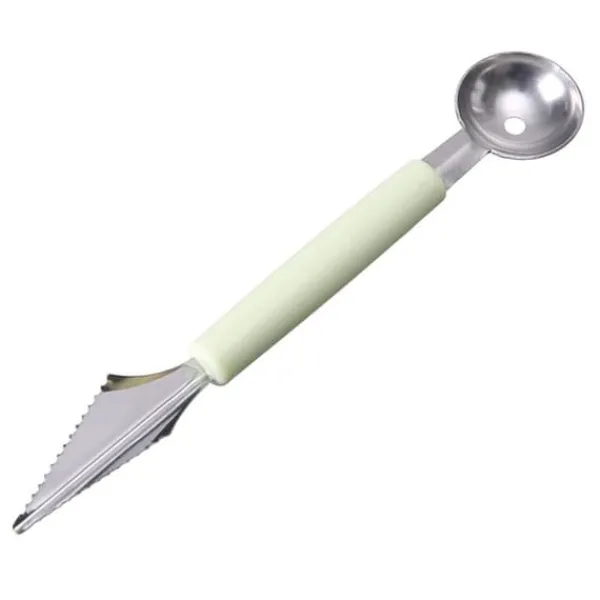 Fruit Ball Digger Dubbelhuvud Rostfritt stål Fruktgrävarsked Dubbelsidig frukt Melon Ballersked Vattenmelon Digger Glasssked Nordic Green