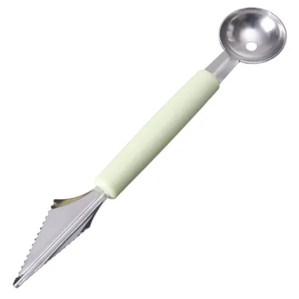 Fruit Ball Digger Dubbelhuvud Rostfritt stål Fruktgrävarsked Dubbelsidig frukt Melon Ballersked Vattenmelon Digger Glasssked Nordic Green