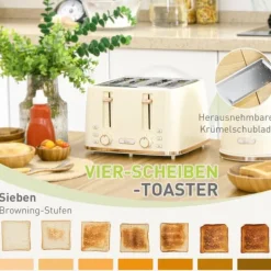 Brödrostar & Brödgrillar-Frukostset, vattenkokare och brödrost, 24.2x19.5x23.4 cm, beige, plast