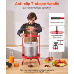 Juicepressar-Frukt Vinpress Manuell, Vinframställningspress 3,69 Gal/14L, Rostfritt Stål