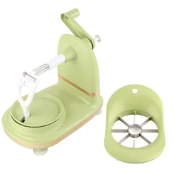 Fruktskalare med multifunktionshandvevskärare - Äppelskalare i rostfritt stål för kök (ljusgrön)