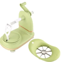 Fruktskalare med multifunktionshandvevskärare - Äppelskalare i rostfritt stål för kök (ljusgrön)