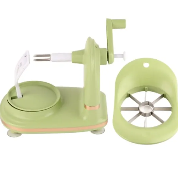 Fruktskalare med multifunktionshandvevskärare - Äppelskalare i rostfritt stål för kök (ljusgrön)