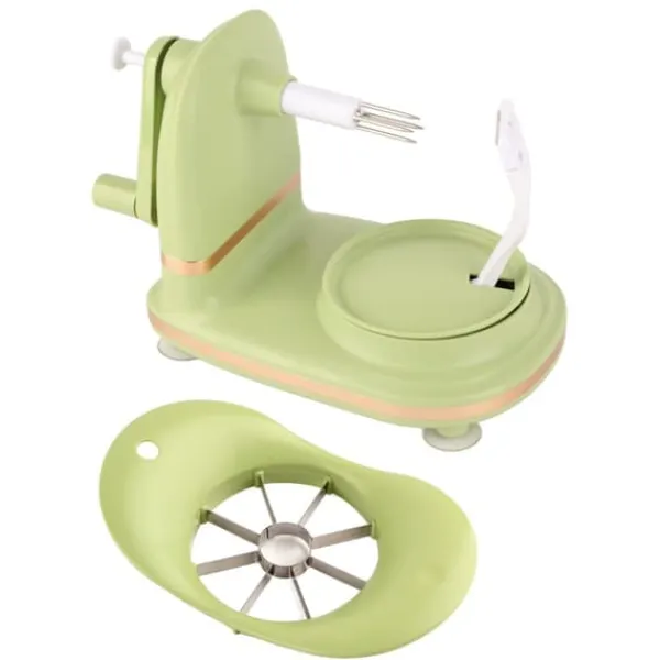 Fruktskalare med multifunktionshandvevskärare - Äppelskalare i rostfritt stål för kök (ljusgrön)