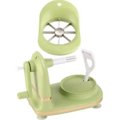 Fruktskalare med multifunktionshandvevskärare - Äppelskalare i rostfritt stål för kök (ljusgrön)