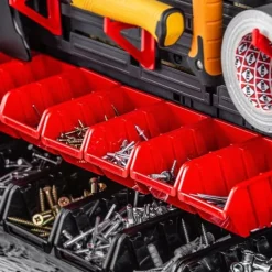 Förvaringsbehållare, Hållbar Plast, Stapelbar Design,Röd