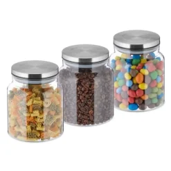 Förvaringsburkar-Förvaringsburkar, 3 delar, 14x12 cm, Transparent