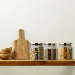 Förvaringsburkar-Förvaringsburkar, 3 delar, 14x12 cm, Transparent