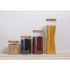 Förvaringsburkar för livsmedel - Set med 4 - Borosilikatglas - Lufttät lock - 4 olika storlekar