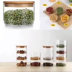 Förvaringsburkar-Förvaringsburkar i glas i flera nivåer, snacks och torkad frukt, salladsskål i glas med lock