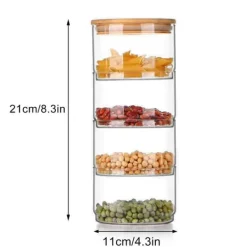 Förvaringsburkar-Förvaringsburkar i glas i flera nivåer, snacks och torkad frukt, salladsskål i glas med lock
