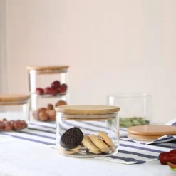 Förvaringsburkar-Förvaringsburkar i glas i flera nivåer, snacks och torkad frukt, salladsskål i glas med lock