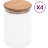 vidaXL Förvaringsburkar-Förvaringsburkar i glas med bambulock 4 st 800 ml