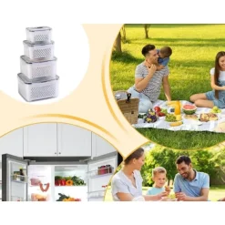 Förvaringsburkar 4-set - Täta köksburkar med korg