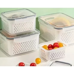 Förvaringsburkar 4-set - Täta köksburkar med korg