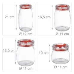Förvaringsburkar-Förvaringsburkset, 12x21 cm, Transparent