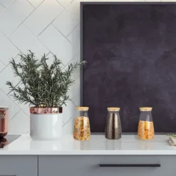 Förvaringsburkar-Förvaringsburkset, 21.5x12 cm, Transparent, Natur